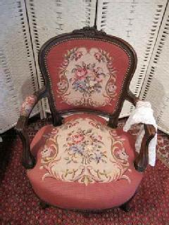 1930French PetitPoint arm chair bouquet 