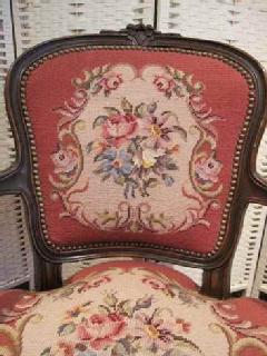 1930French PetitPoint arm chair bouquet 