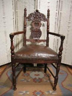  1920French Carved leather chair@