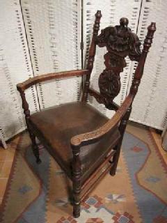  1920French Carved leather chair@