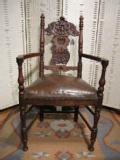  1920French Carved leather chair@