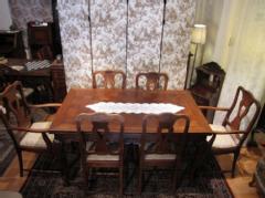 1920French  drawleaf table dining  6chair set 