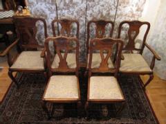 1920French  drawleaf table dining  6chair set 